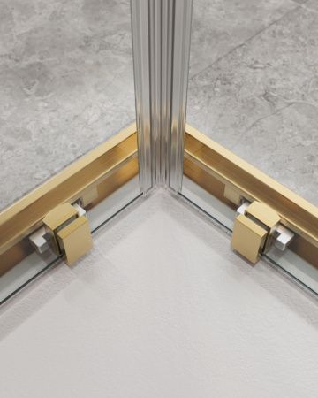 Душевой уголок Cezares MOLVENO MOLVENO-A-22-90+30-C-BORO-IV 120х120 стекло прозрачное профиль золото без поддона