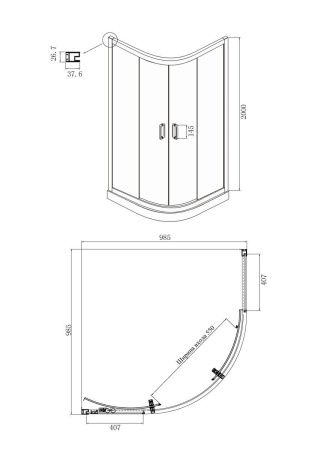Душевой уголок Ambassador Royal 18015105 100х100 стекло с рисунком профиль хром без поддона