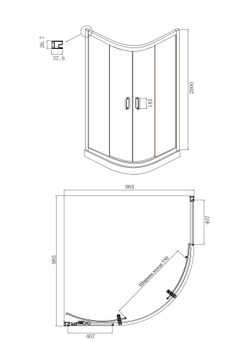 Душевой уголок Ambassador Royal 18015105 100х100 стекло прозрачное с рисунком профиль хром глянцевый без поддона - фото 5