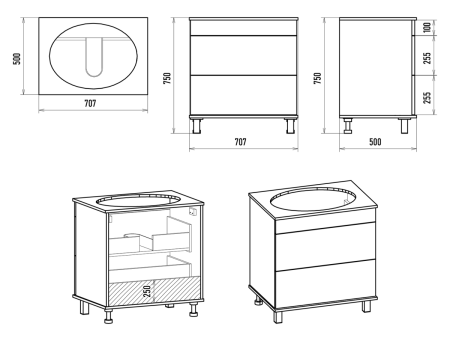 Тумба под раковину Brevita Enfida ENF-06070-0142Я 70х50 напольная цвет белый