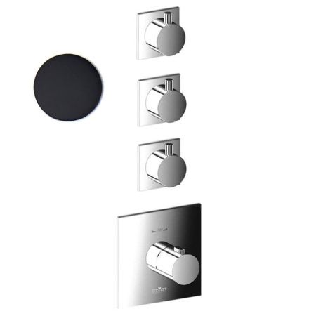 Смеситель для ванны и душа Webert Elio EL971502560 встраиваемый в стену черный с термостатом