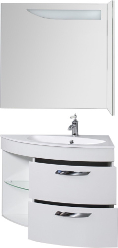 Тумба с раковиной De Aqua Трио Люкс 00197202 88х54х64 подвесная цвет белый - фото 2