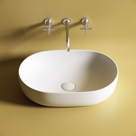 Раковина из сантехнического фарфора Ceramica Nova ELEMENT CN6047MW 60х40 накладная цвет белый без отверстий под смеситель