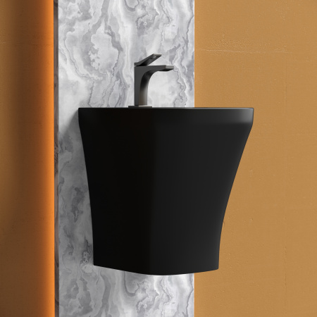 Раковина из сантехнического фарфора Ceramica Nova DION CN6067MB 37х40 подвесная цвет черный матовый 1 отверстие под смеситель