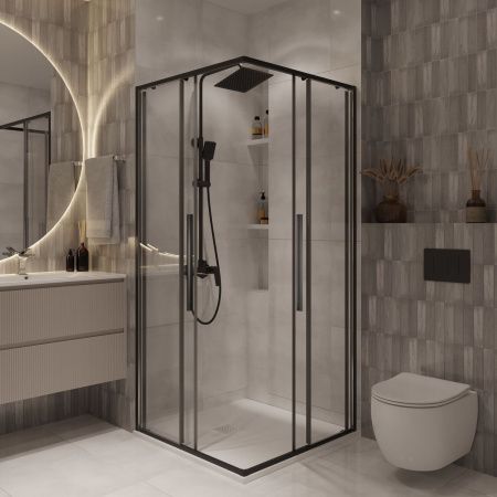 Душевой уголок Niagara Nova NG-6823-34BLACK 90х90 стекло прозрачное профиль черный без поддона