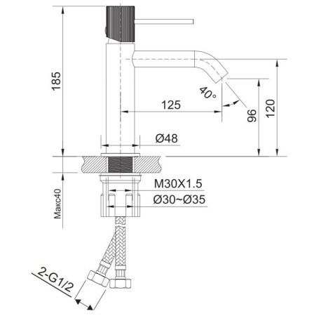 Смеситель AltroBagno Bilancia AltroBagnoBilancia0143MB на раковину черный