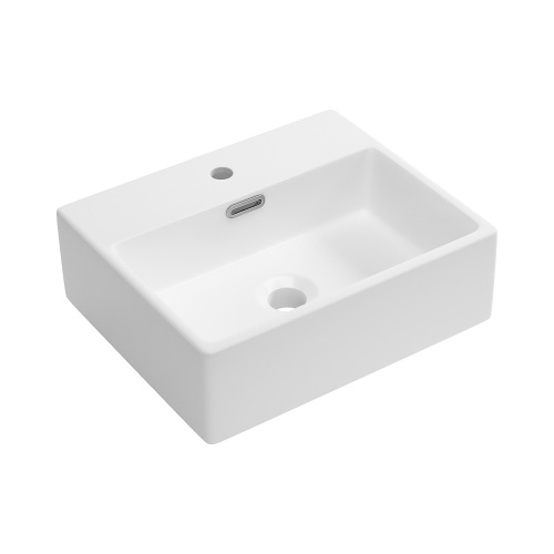 Раковина из сантехнического фарфора Wellsee Graceful Pro 150901000 43х36 накладная цвет белый глянцевый 1 отверстие под смеситель - фото 2