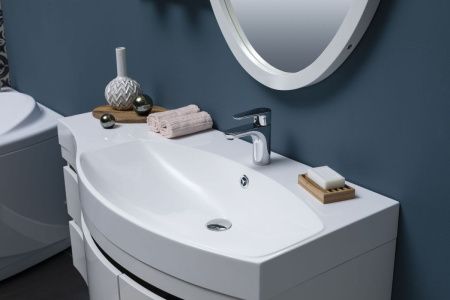 Раковина из искусственного камня Aquanet Опера НФ-00007621 110х50 полувстраиваемая цвет белый 1 отверстие под смеситель