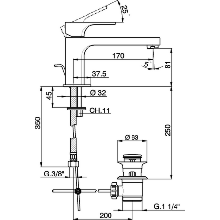 Смеситель Cisal Cubic CU00151121 на раковину хром