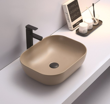 Раковина из санфаянса CeramaLux 78104MC-1 51х41 накладная цвет капучино матовый