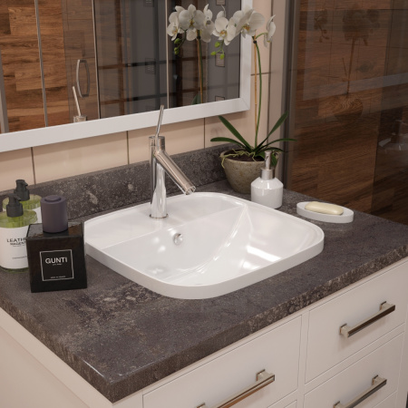 Раковина из сантехнического фарфора Teymi Solli T50205 43х43 накладная цвет белый 1 отверстие под смеситель