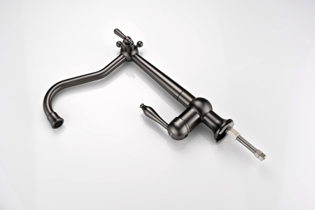 Смеситель для кухни Paulmark RETRO Re213226-GM на раковину воронёная сталь