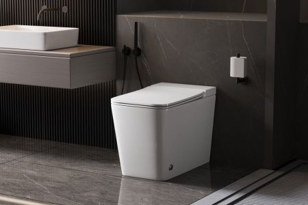 Унитаз приставной Abber Rechteck AC1213P белый с сиденьем микролифт импульсный смыв