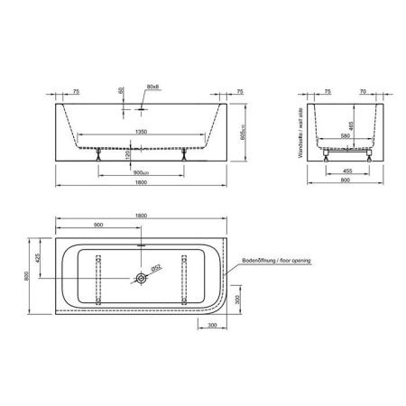Ванна акриловая Knief Pure 0100-248 180х80 встраиваемая прямоугольная