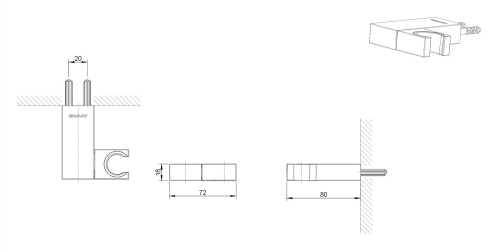 Держатель лейки Bravat P7184BW-ENG черный - фото 2