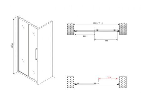 Душевая дверь Abber Schwarzer Diamant AG30170H 170х195 стекло прозрачное профиль хром