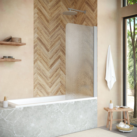 Душевая шторка на ванну Vegas-Glass EV+EV NOVO EV NOVO 76 07 02 R 76х139 стекло рифленое профиль хром матовый ориентация правая