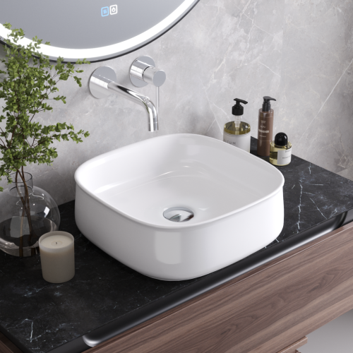 Раковина керамическая Cezares CZR-6583 43х43 накладная цвет белый без отверстий под смеситель - фото 5