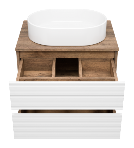 Тумба под раковину Brevita Dakota DAK-09060-19/01-2Я 60х48х43 подвесная цвет белый/коричневый - фото 3