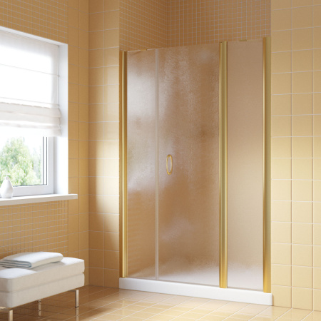 Душевая дверь Vegas-Glass EP-2F LUX EP-2F LUX 185 9 2 R 185х200 стекло рифленое профиль золото глянцевое