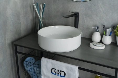 Раковина керамическая Gid Esfera 51179 40х40 накладная цвет белый без отверстий под смеситель