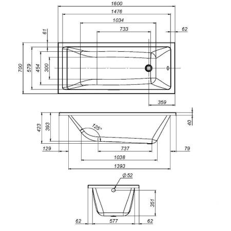 Ванна акриловая Am.Pm Gem W93A-160-070W-A 160х70 пристенная прямоугольная без каркаса