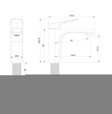 Смеситель Wonzon & Woghand WW-A40492-MB на раковину черный