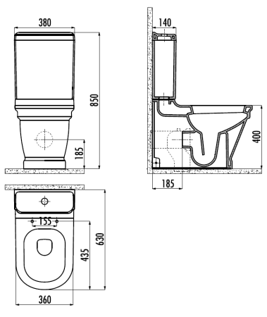 Чаша унитаза напольная Creavit Antik AN360-00CB00E-0000 цвет белый без бачка без сиденья душевой смыв