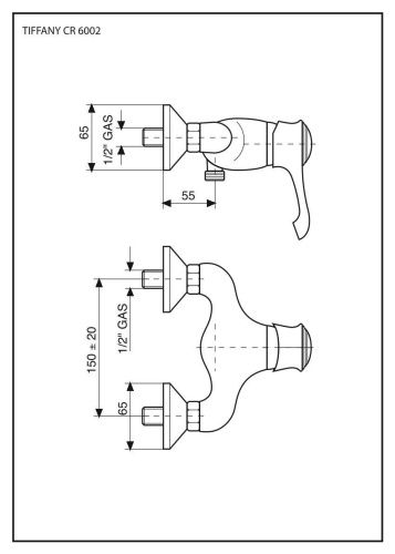 Смеситель Emmevi Tiffany 6002/CO настенный хром - фото 2