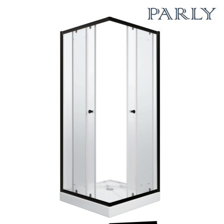 Душевой уголок Parly ZFQ81B 80х80 стекло матовое профиль черный с поддоном