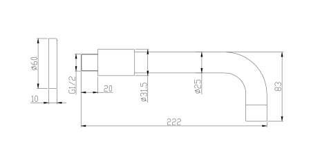 Излив BelBagno NOVA BB-SFR-IN настенный сатин
