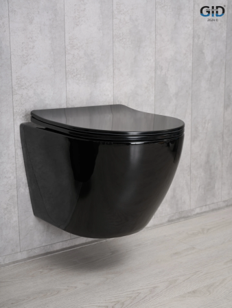 Унитаз подвесной Gid Convexo 62204Y черный глянцевый с сиденьем микролифт безободковый смыв торнадо