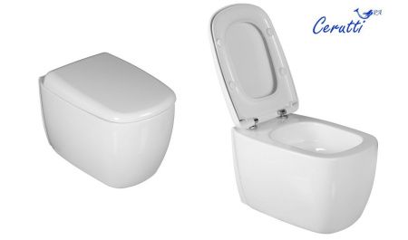 Унитаз подвесной Cerutti SPA CT10613 белый с сиденьем микролифт безободковый смыв торнадо