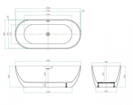 Ванна акриловая Vagnerplast Marbella KRBV169MAR7X-64 170х80 отдельностоящая овальная без каркаса