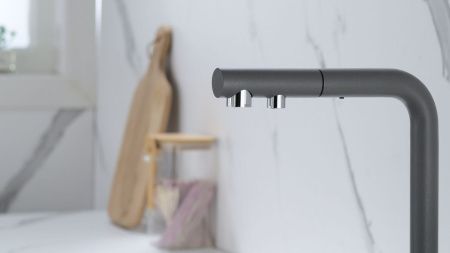 Смеситель для кухни Paulmark SERPENTINE Se213222-GRM на мойку серый