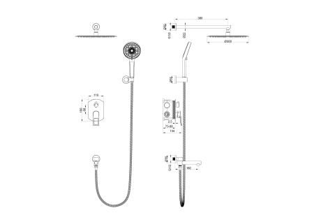 Душевая система Wonzon & Woghand Frame WW-88939010-BG встраиваемая в стену цвет золото