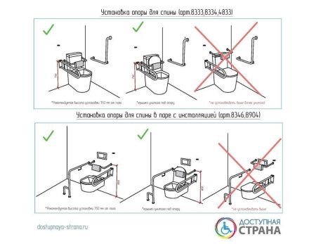 Поручень-опора с подушкой для инвалидов в санитарно-гигиенические комнаты Dstrana  8333