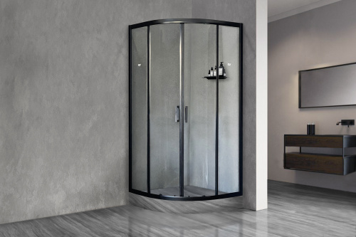 Душевой уголок Royal Bath HKD RB100HKD-T-BL 100х100 стекло прозрачное профиль черный без поддона