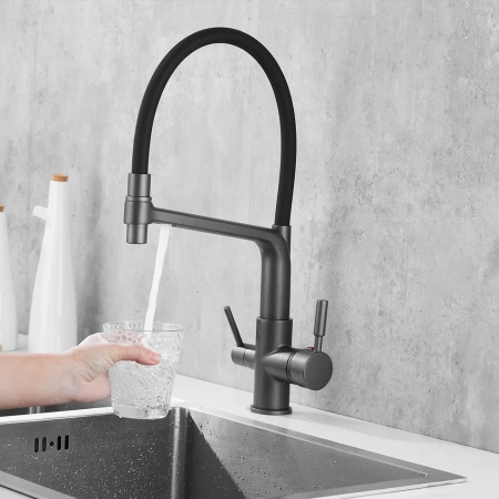 Смеситель для кухни Rose R658Y на мойку оружейная сталь