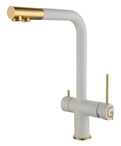 Смеситель для кухни Rivelato 1523513 brina oro на мойку белый/золото - фото 2