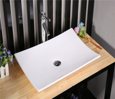 Раковина из санфаянса CeramaLux 78123A 60х39 накладная цвет белый