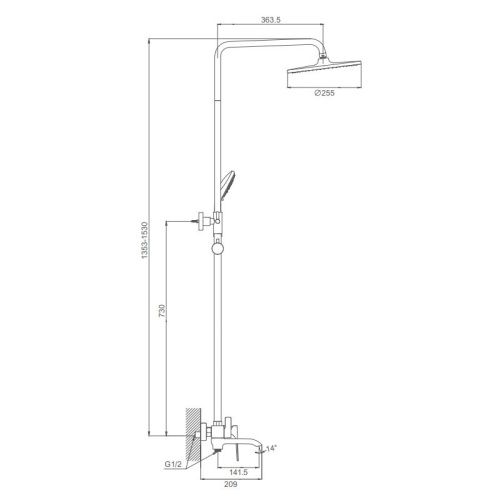 Душевая стойка ProHanss P61.24 настенная цвет хром - фото 3