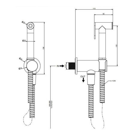 Гигиенический душ Gessi Trasparenze 14331#707 черный