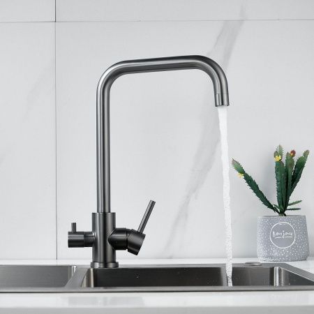 Смеситель для кухни Raffine F118T на мойку оружейная сталь