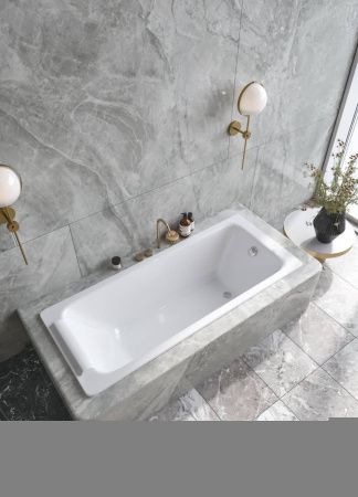 Ванна чугунная Vinsent Veron Italon VIT1707045H/VH0012BR 170х70 пристенная прямоугольная с ножками с ручками