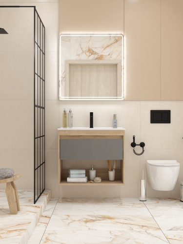 Тумба с раковиной Teymi Vitra F15926 75х46х50 подвесная - фото 5