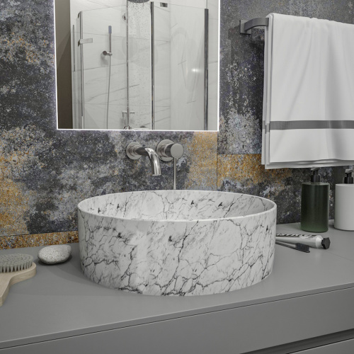 Раковина из сантехнического фарфора Teymi Lina T50198 41х41 накладная цвет белый без отверстий под смеситель - фото 5