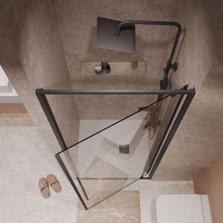 Душевая дверь Niagara Nova NG-85-8AB 80х195 стекло прозрачное профиль черный