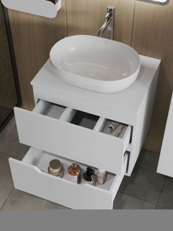 Тумба с раковиной Orange Line Li-60TuwMDF+B05-480W 60х50 подвесная цвет белый