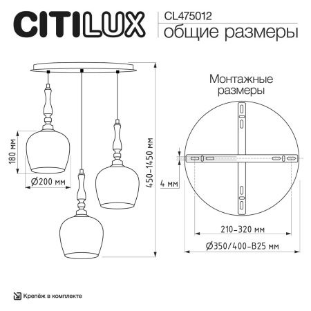 Светильник подвесной Citilux Nort (Норт) CL475012